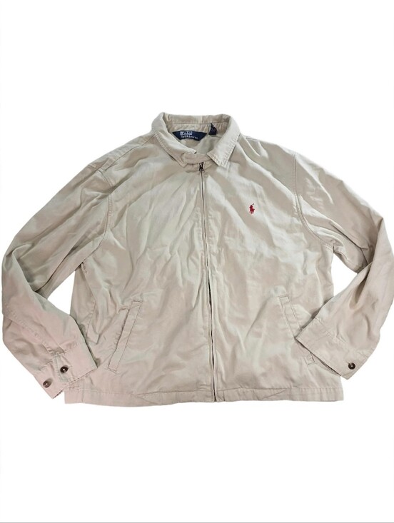 Polo Ralph Lauren Other - Polo Ralph Lauren Harrington Jacket XXL Beige Tan Red Pony Full Zip 100% Cotton
